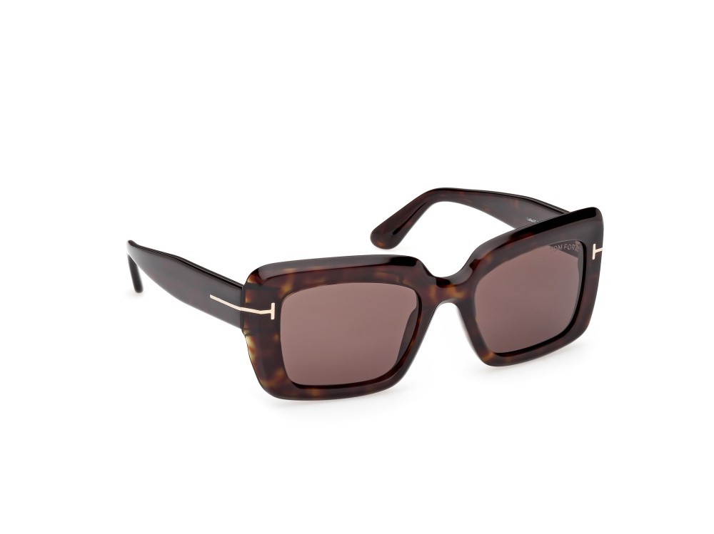 Sunglasses Tom Ford Leila-02 FT1318 (52E) color avana scura shape rectangle lenses marrone