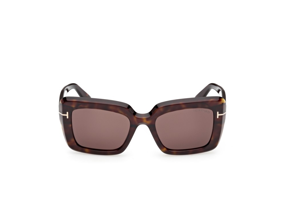 Sunglasses Tom Ford Leila-02 FT1318 (52E) color avana scura shape rectangle lenses marrone