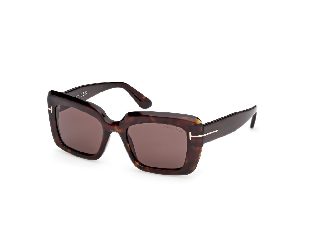 Sunglasses Tom Ford Leila-02 FT1318 (52E) color avana scura shape rectangle lenses marrone