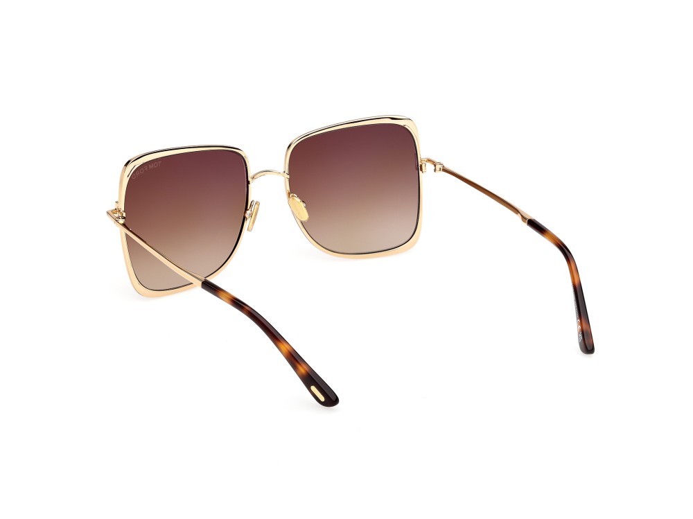 Sunglasses Tom Ford Tara-02 FT1319 (30F) color oro endura lucido shape geometric lenses marrone sfumato