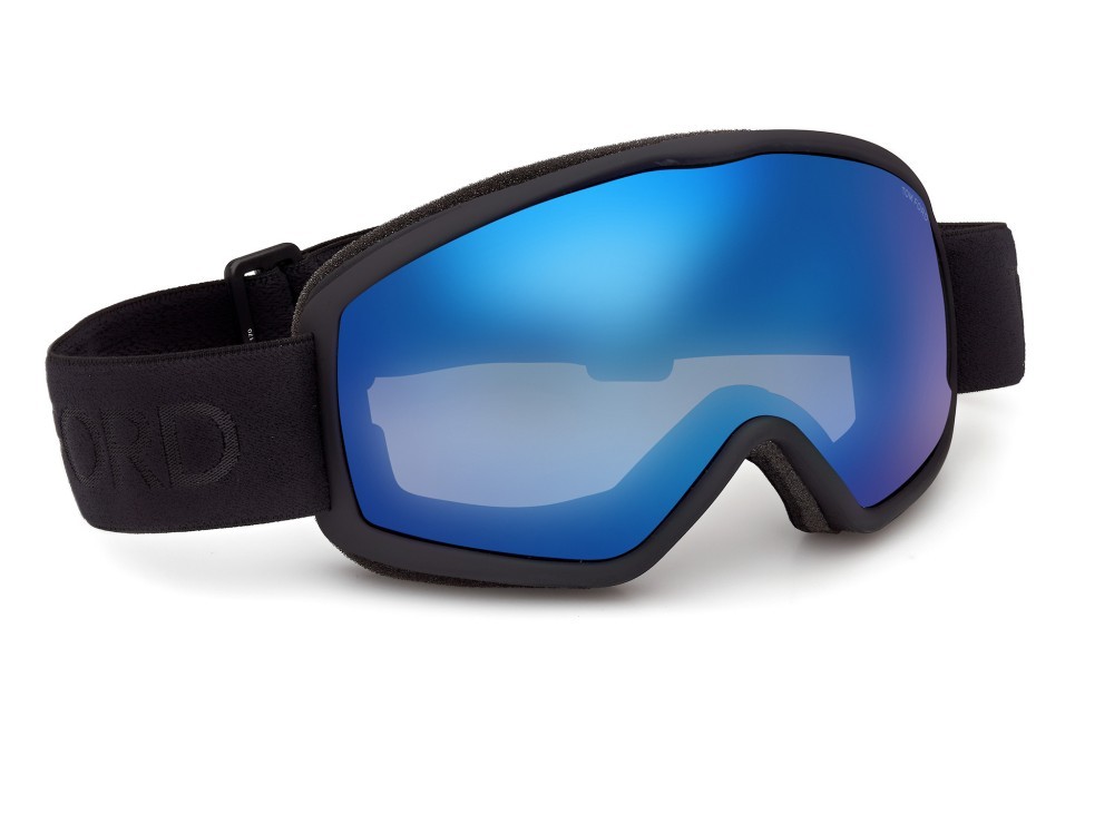 Ski and snowboard goggles Tom Ford FT1321 (01X) color nero lucido shape mask lenses blu specchiato