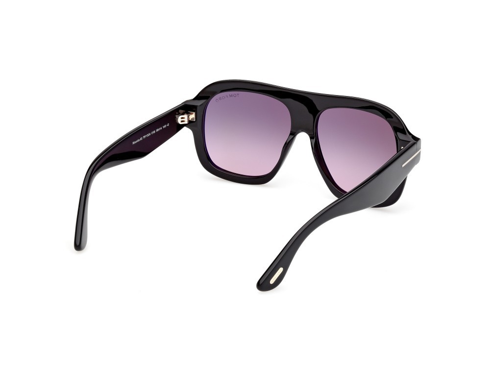Sunglasses Tom Ford Rhonda-02 FT1324 (01B) color nero lucido shape aviator lenses fumo grad.