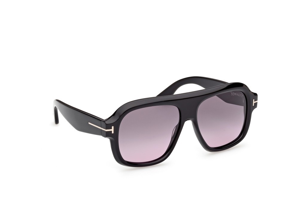 Sunglasses Tom Ford Rhonda-02 FT1324 (01B) color nero lucido shape aviator lenses fumo grad.