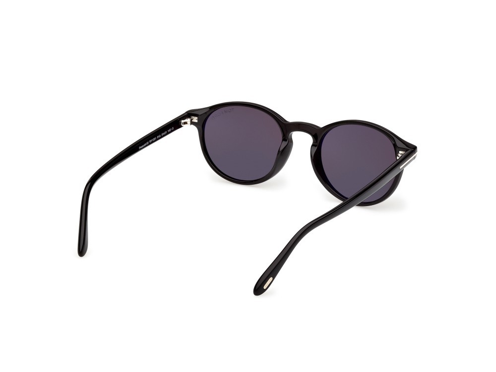 Sunglasses Tom Ford Prescott-02 FT1331 (01A) color nero lucido  shape round lenses fumo