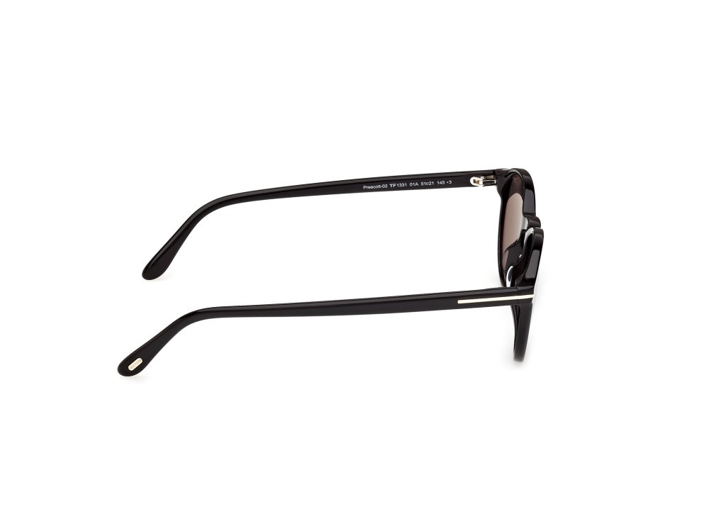 Sunglasses Tom Ford Prescott-02 FT1331 (01A) color nero lucido  shape round lenses fumo