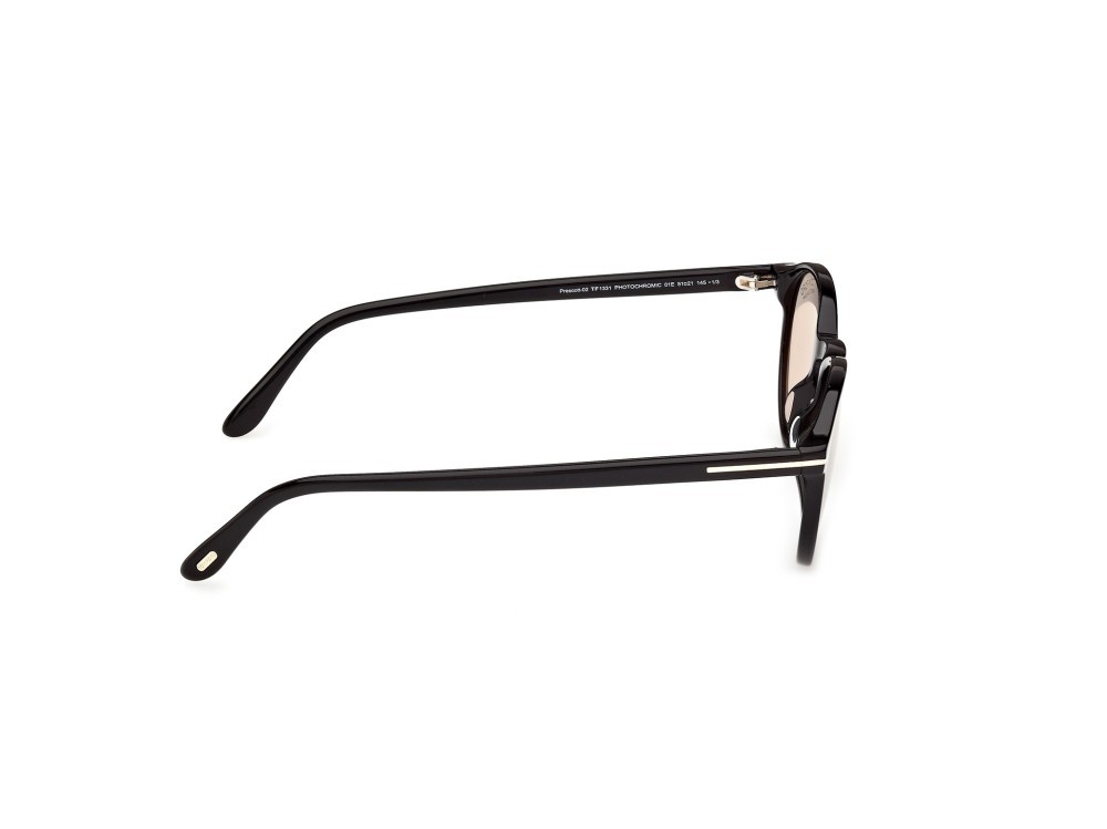 Sunglasses Tom Ford Prescott-02 FT1331 (01E) color nero lucido  shape round lenses marrone