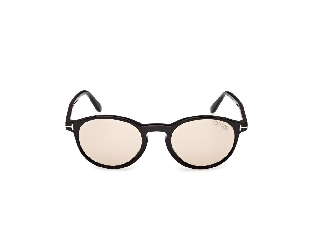 Sunglasses Tom Ford Prescott-02 FT1331 (01E) color nero lucido  shape round lenses marrone