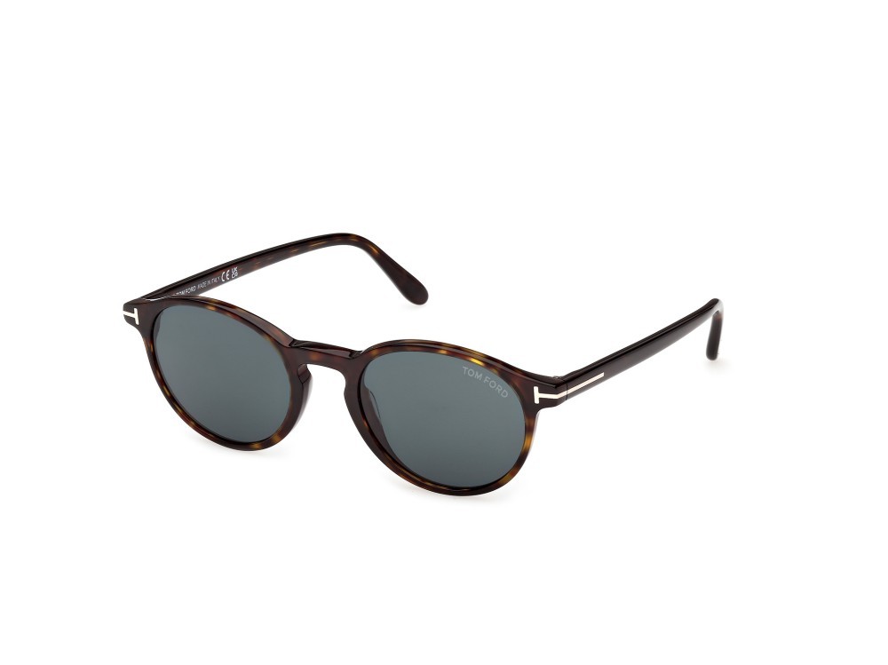 Sunglasses Tom Ford Prescott-02 FT1331 (52V) color avana scura shape round lenses blu