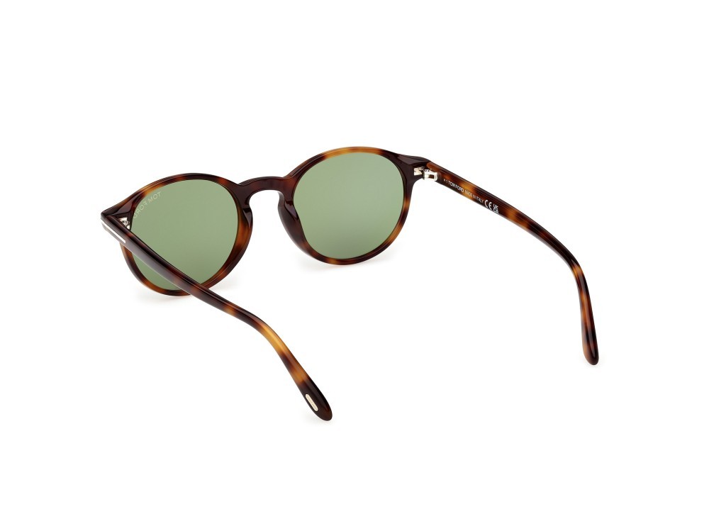 Sunglasses Tom Ford Prescott-02 FT1331 (53N) color avana bionda  shape round lenses verde