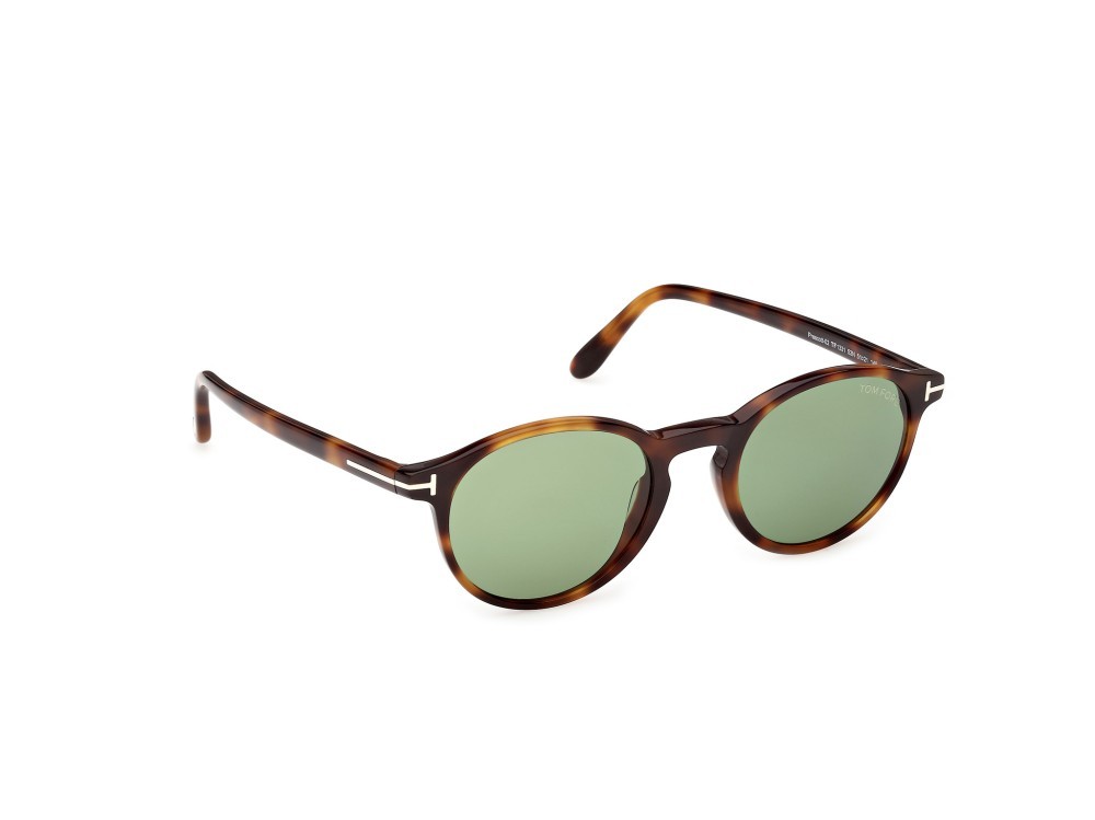 Sunglasses Tom Ford Prescott-02 FT1331 (53N) color avana bionda  shape round lenses verde