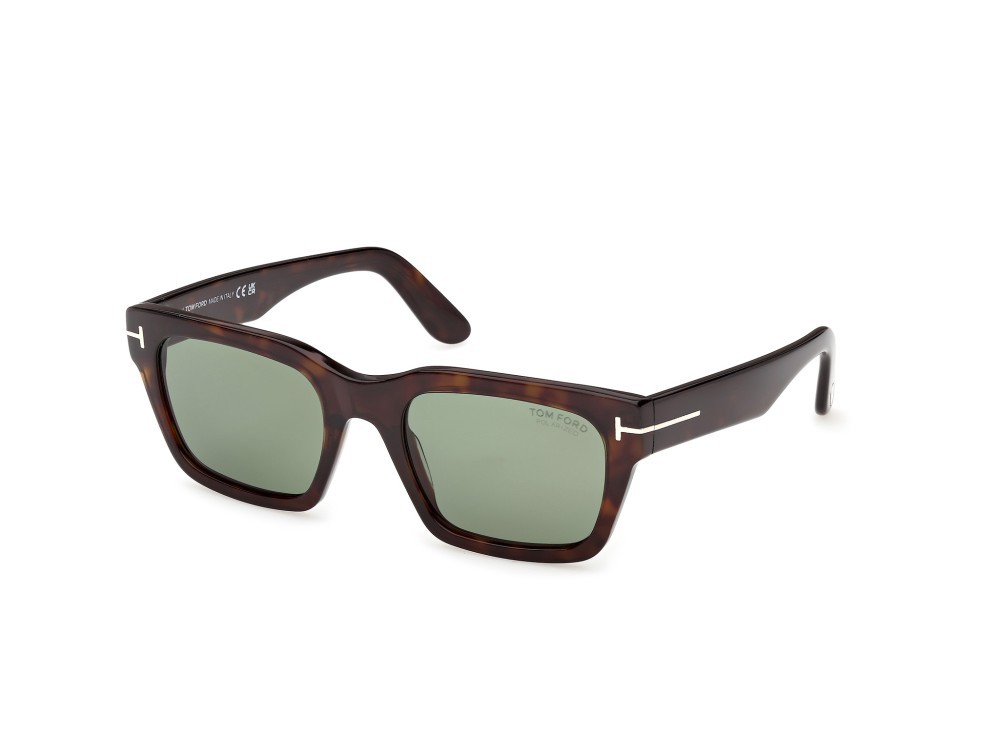 Occhiali da sole Tom Ford Andy-02 FT1333 (52R) colore avana scura forma quadrato lenti verde polarizzato