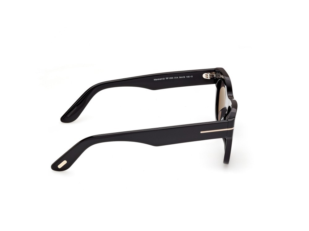 Sunglasses Tom Ford Marshall-02 FT1334 (01A) color nero lucido shape rectangle lenses fumo