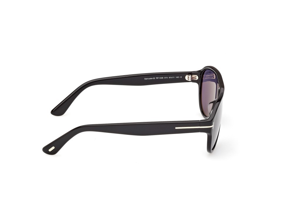 Sunglasses Tom Ford Samuele-02 FT1336 (01V) color nero lucido shape aviator lenses blu