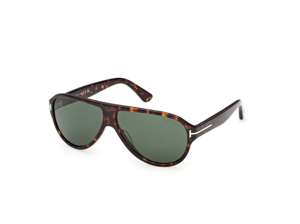Sunglasses Tom Ford Samuele-02 FT1336 (52N) color avana scura  shape aviator lenses verde