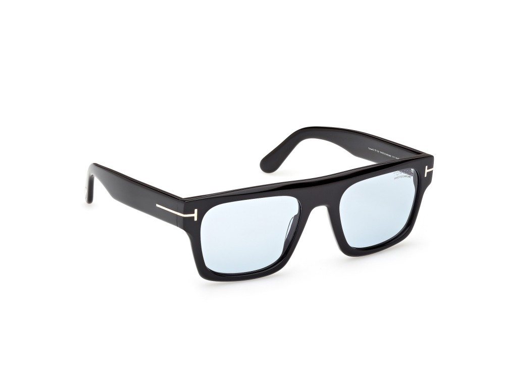 Sunglasses Tom Ford Cyrus-02 FT1337 (01V) color nero lucido shape square lenses blu