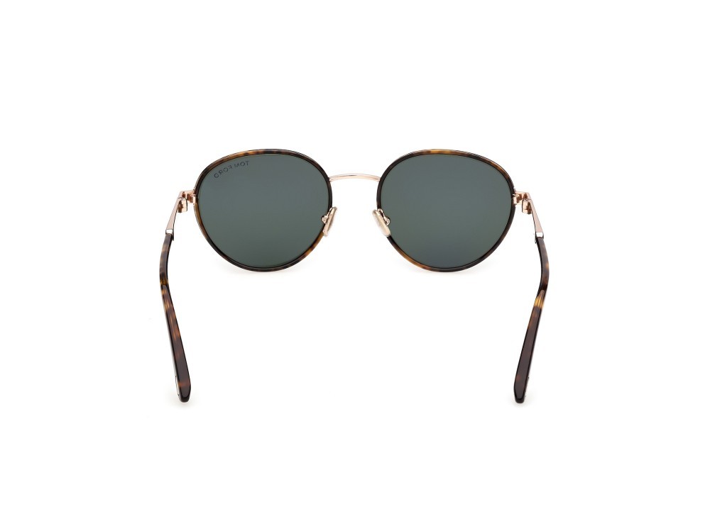 Sonnenbrillen Tom Ford Jet-02 FT1339 (52N) farbe avana scura / marrone scuro lucido form rund gläser verde