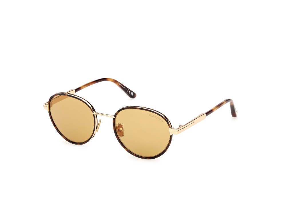 Occhiali da sole Tom Ford Jet-02 FT1339 (53E) colore avana bionda / oro endura lucido forma rotondo lenti marrone