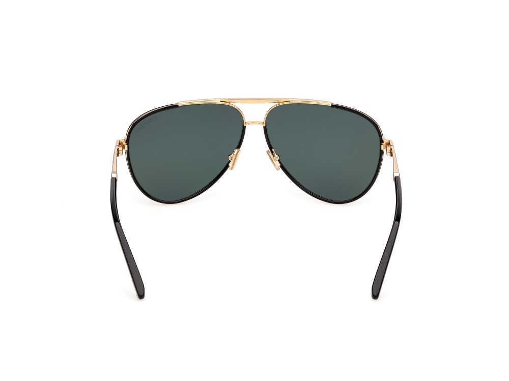 Sunglasses Tom Ford Rupert-02 FT1340 (01N) color nero lucido shape aviator lenses verde