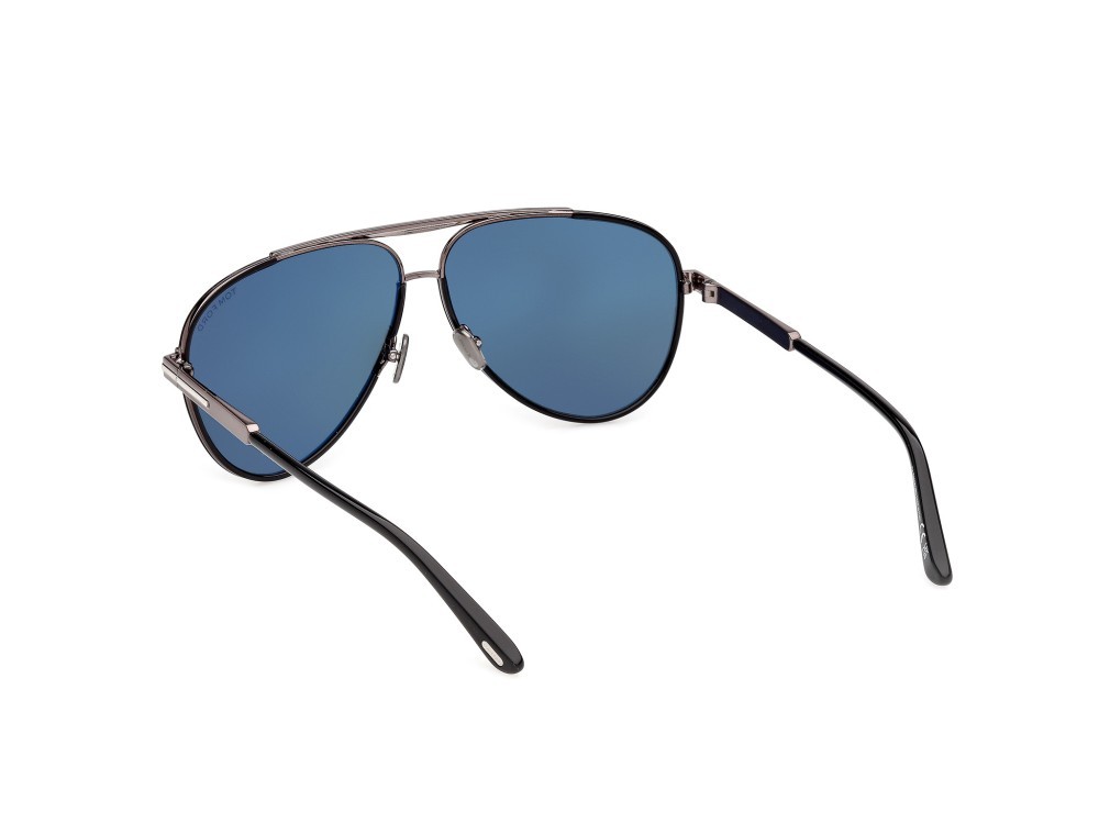 Sunglasses Tom Ford Rupert-02 FT1340 (01V) color nero lucido shape aviator lenses blu