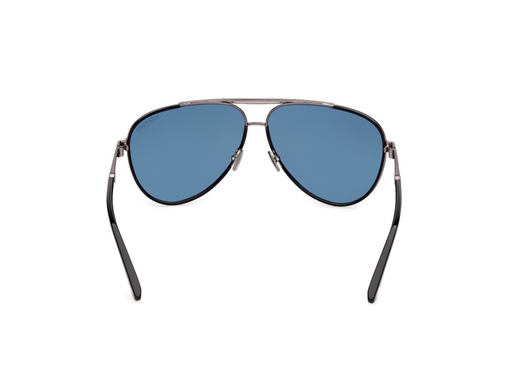 Sunglasses Tom Ford Rupert-02 FT1340 (01V) color nero lucido shape aviator lenses blu