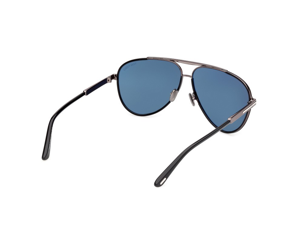 Sunglasses Tom Ford Rupert-02 FT1340 (01V) color nero lucido shape aviator lenses blu