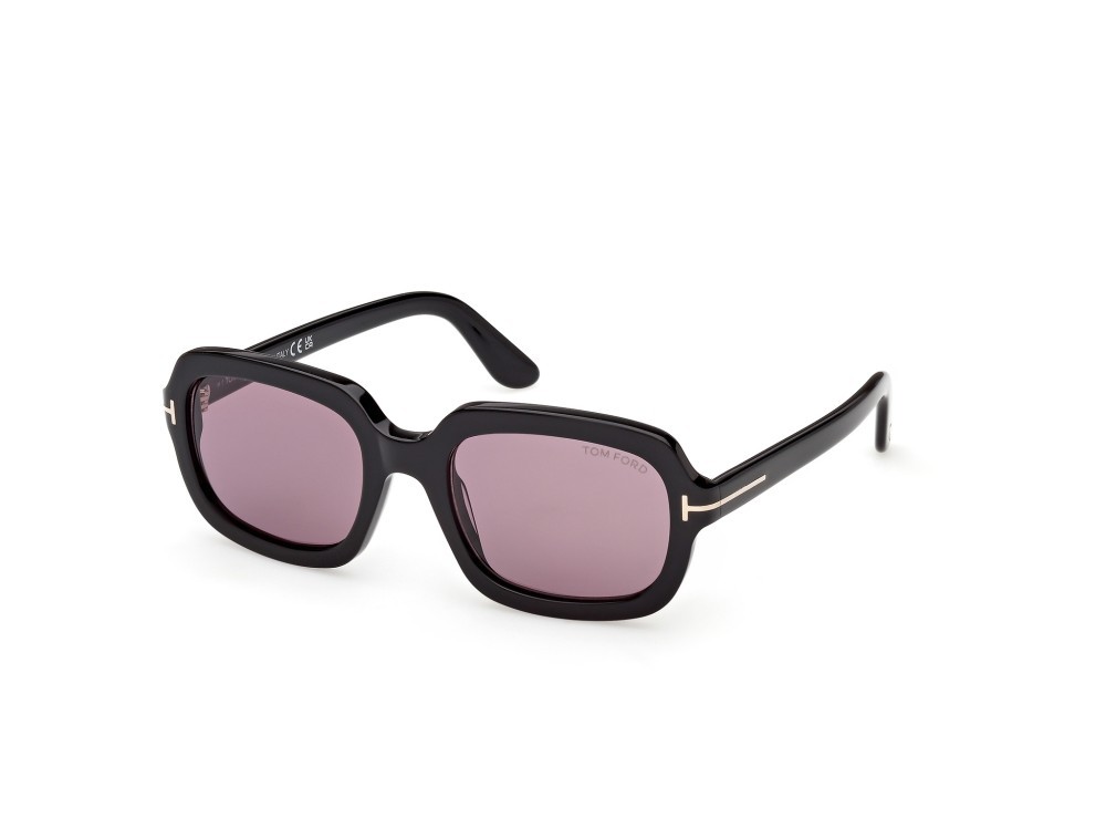 Sunglasses Tom Ford Lana-02 FT1342 (01Y) color nero lucido shape rectangle lenses viola