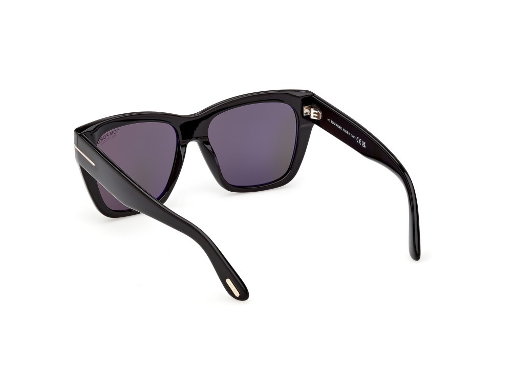 Sunglasses Tom Ford Flynn-02 FT1343 (01D) color nero lucido shape butterfly lenses fumo polar.