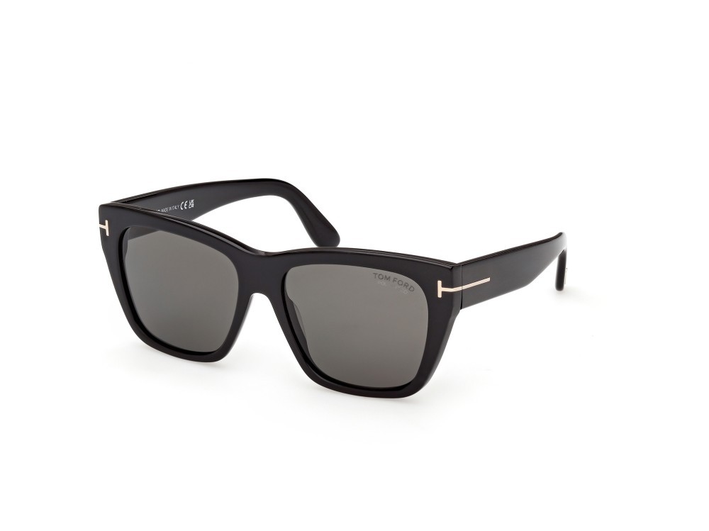 Sunglasses Tom Ford Flynn-02 FT1343 (01D) color nero lucido shape butterfly lenses fumo polar.