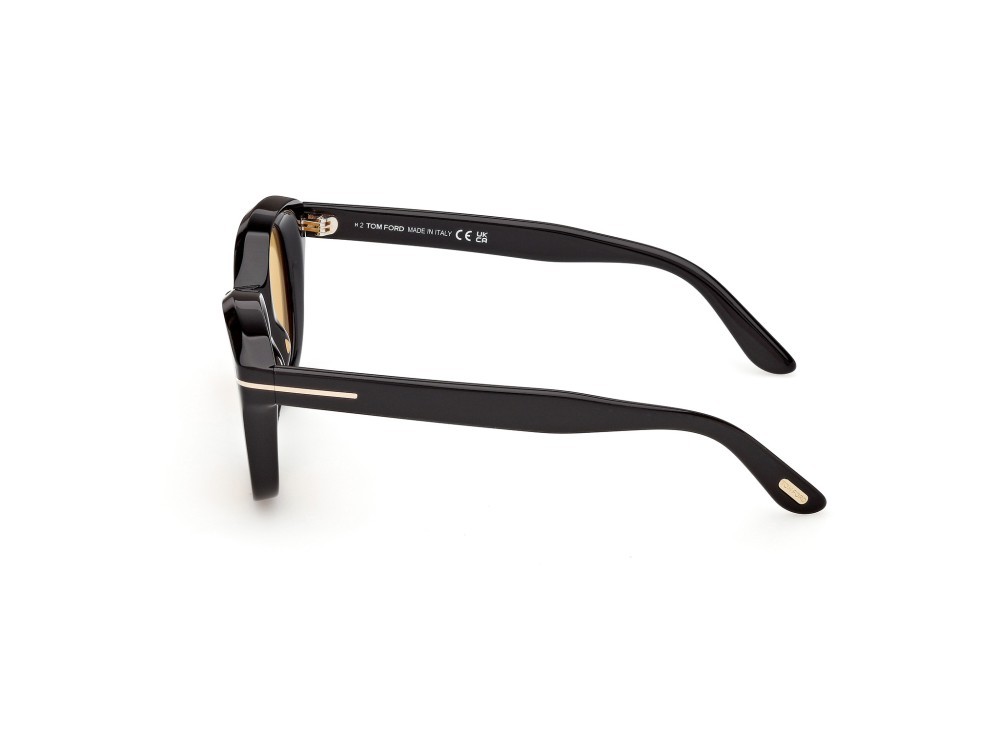 Sunglasses Tom Ford Nika-02 FT1344 (01E) color nero lucido shape round lenses marrone