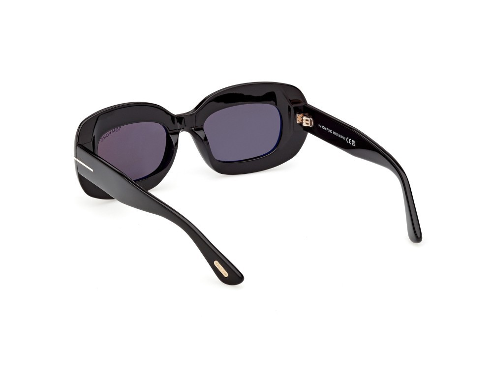 Sunglasses Tom Ford Islay-02 FT1345 (01A) color nero lucido shape rectangle lenses fumo