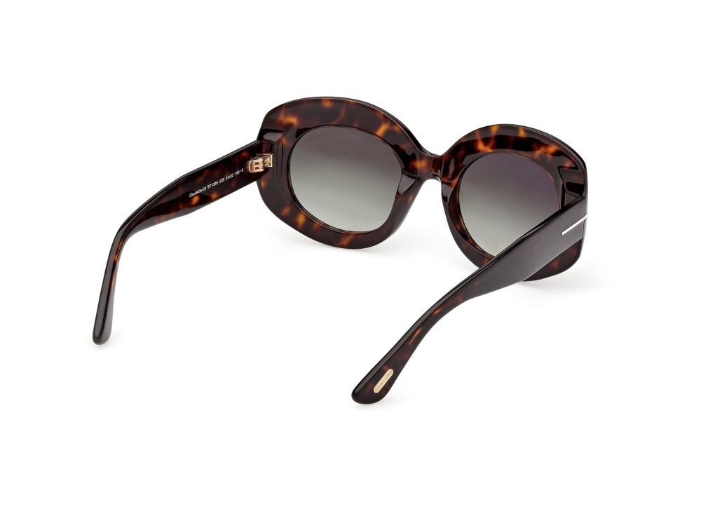 Sunglasses Tom Ford Claudette-02 FT1346 (52B) color avana scura shape round lenses fumo grad.