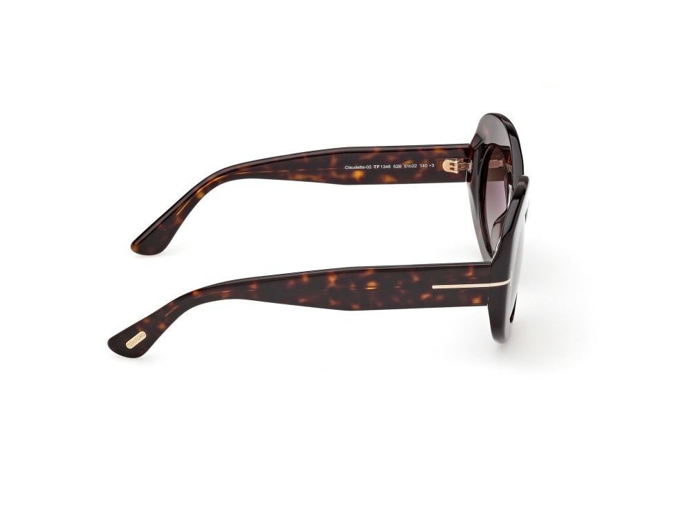 Sunglasses Tom Ford Claudette-02 FT1346 (52B) color avana scura shape round lenses fumo grad.