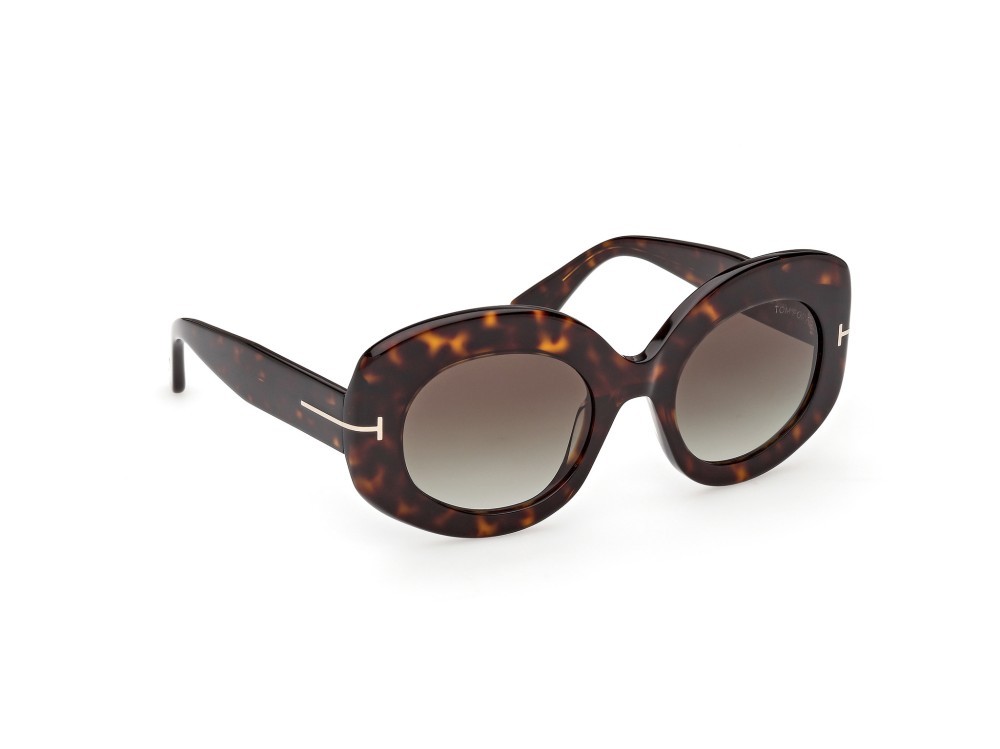 Sunglasses Tom Ford Claudette-02 FT1346 (52B) color avana scura shape round lenses fumo grad.