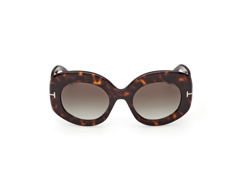 Sunglasses Tom Ford Claudette-02 FT1346 (52B) color avana scura shape round lenses fumo grad.
