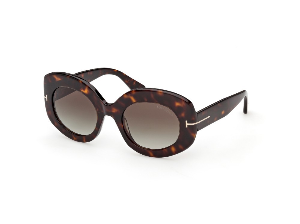Sunglasses Tom Ford Claudette-02 FT1346 (52B) color avana scura shape round lenses fumo grad.