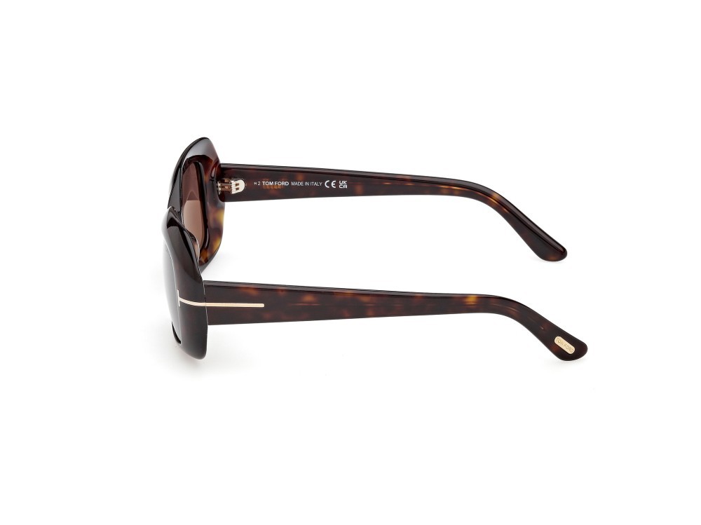 Sunglasses Tom Ford Paloma-02 FT1347 (52E) color avana scura shape rectangle lenses marrone