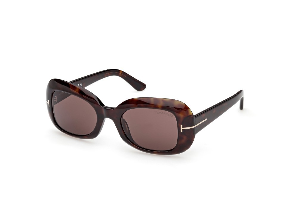 Sunglasses Tom Ford Paloma-02 FT1347 (52E) color avana scura shape rectangle lenses marrone