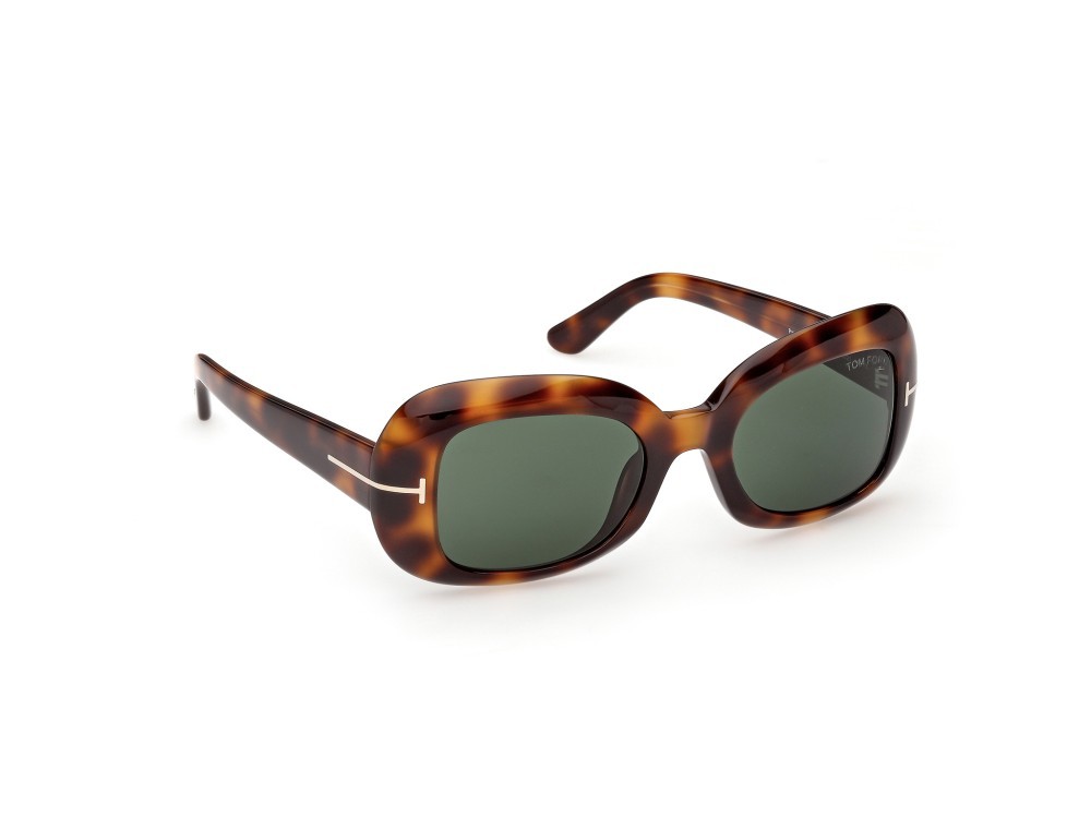 Sunglasses Tom Ford Paloma-02 FT1347 (53N) color avana bionda shape rectangle lenses verde