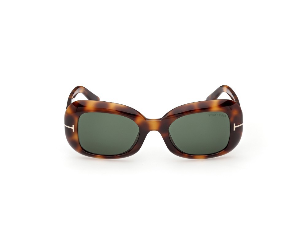 Sunglasses Tom Ford Paloma-02 FT1347 (53N) color avana bionda shape rectangle lenses verde