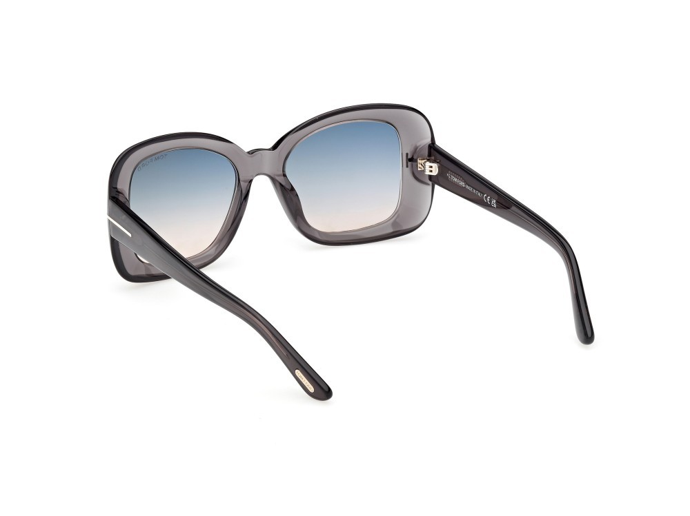 Sunglasses Tom Ford Sandra-02 FT1348 (20P) color grigio lucido shape square lenses verde sfumato
