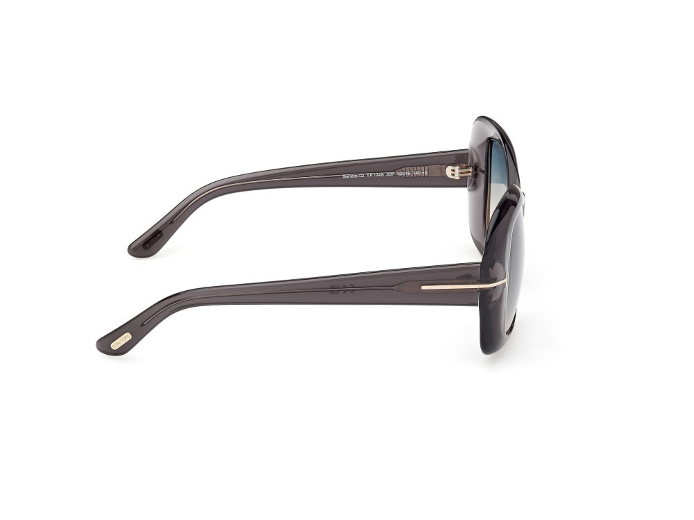 Sunglasses Tom Ford Sandra-02 FT1348 (20P) color grigio lucido shape square lenses verde sfumato