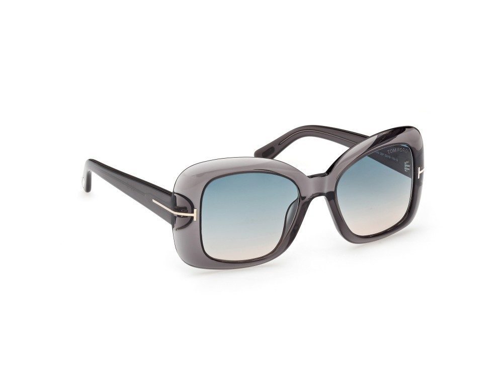 Sunglasses Tom Ford Sandra-02 FT1348 (20P) color grigio lucido shape square lenses verde sfumato