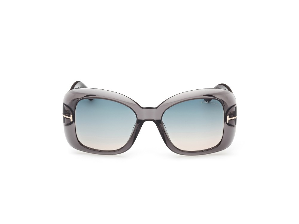 Sunglasses Tom Ford Sandra-02 FT1348 (20P) color grigio lucido shape square lenses verde sfumato