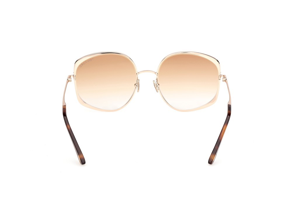 Sunglasses Tom Ford Abbey-02 FT1349 (28F) color oro rosé lucido shape round lenses marrone sfumato