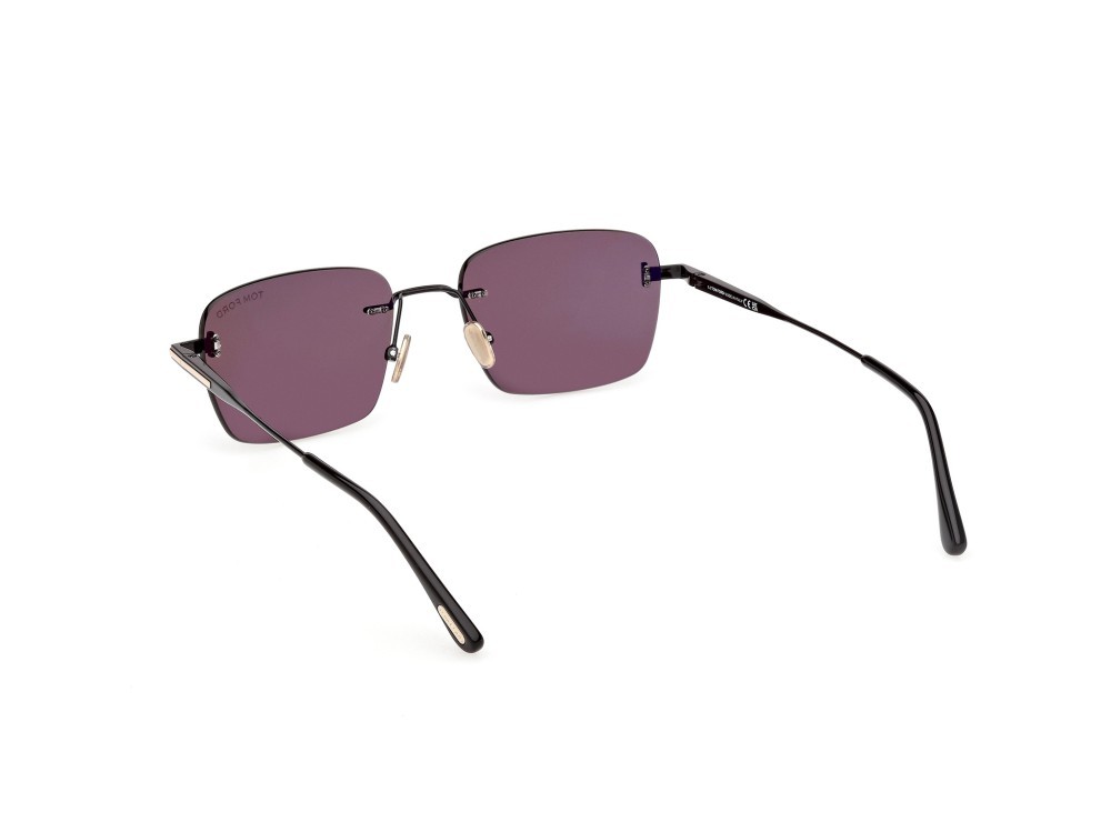 Occhiali da sole Tom Ford Jake-02 FT1354 (01A) colore nero lucido forma rettangolare lenti fumo