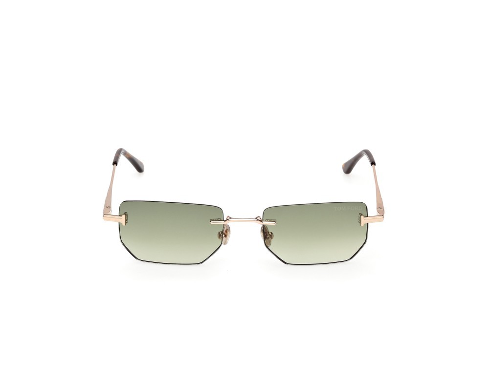 Sonnenbrillen Tom Ford Ethan-02 FT1355 (28P) farbe oro rosé lucido form geometrisch gläser verde sfumato