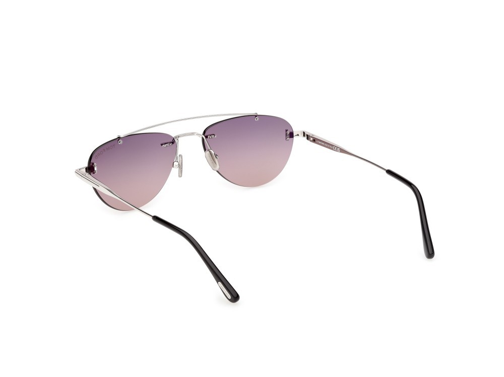 Occhiali da sole Tom Ford Astor-02 FT1356 (16B) colore palladio lucido forma geometrico lenti fumo grad.