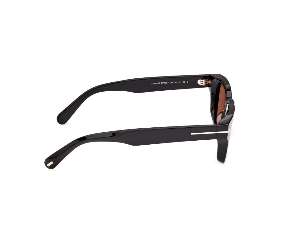 Sunglasses Tom Ford Caleb-02 FT1357 (01E) color nero lucido shape square lenses marrone 