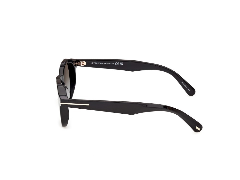 Sunglasses Tom Ford Thomas-02 FT1358 (01K) color nero lucido shape round lenses roviex sfumato