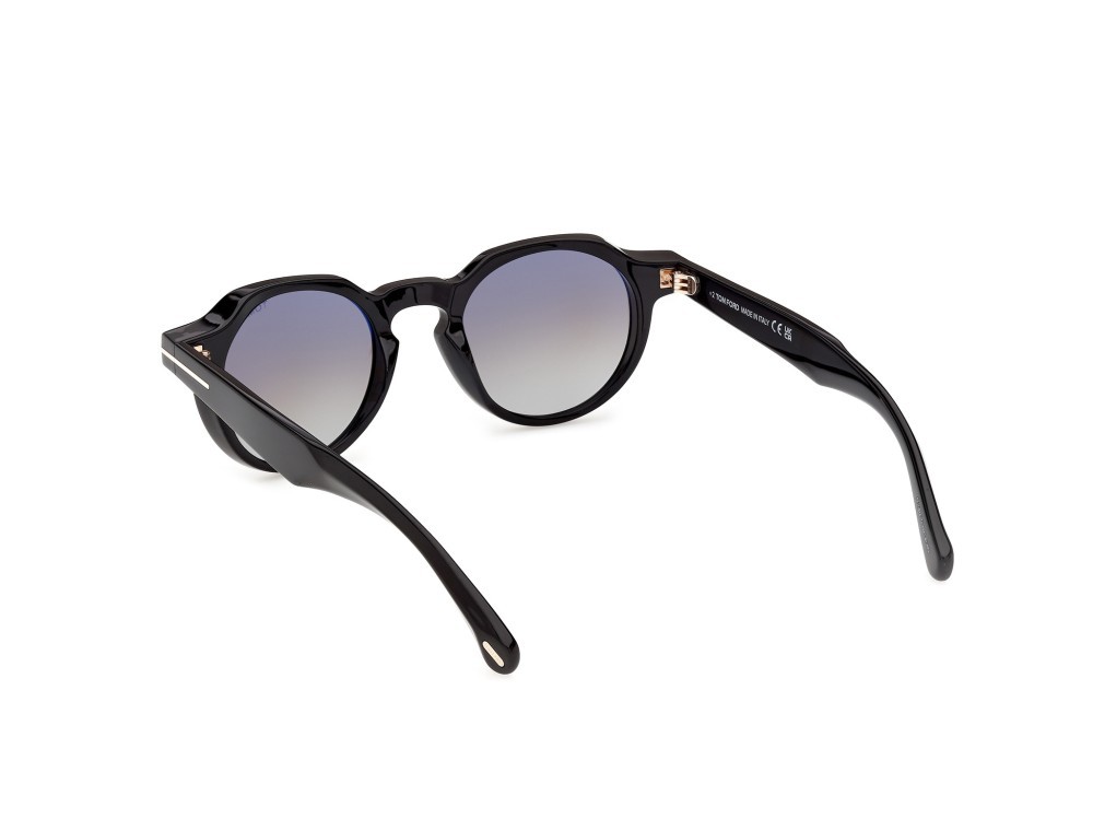 Sunglasses Tom Ford Thomas-02 FT1358 (01K) color nero lucido shape round lenses roviex sfumato